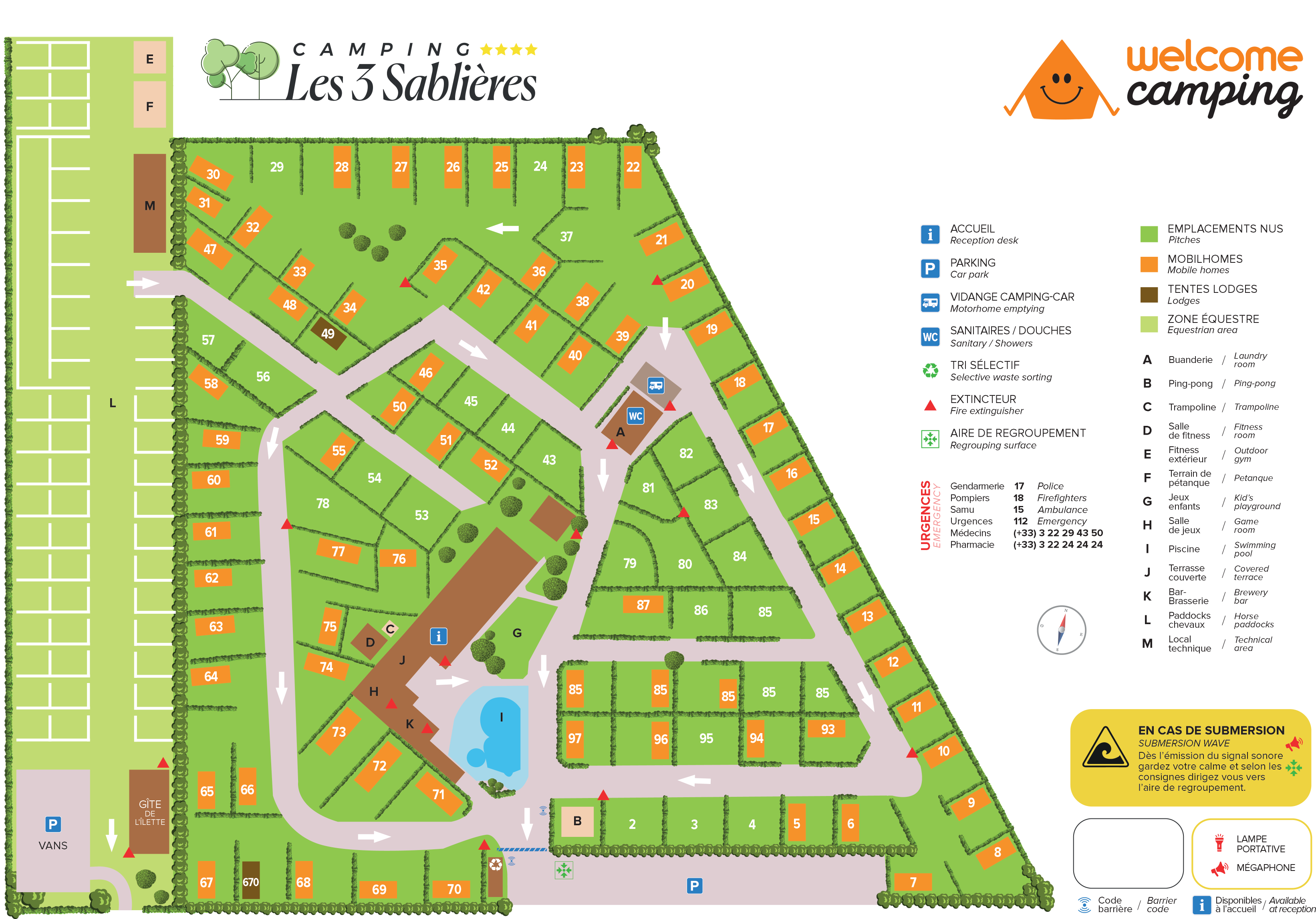 Plan du Camping les 3 Sablières